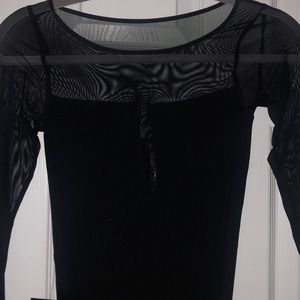 Bebe dress. Mesh neckline and sleeves